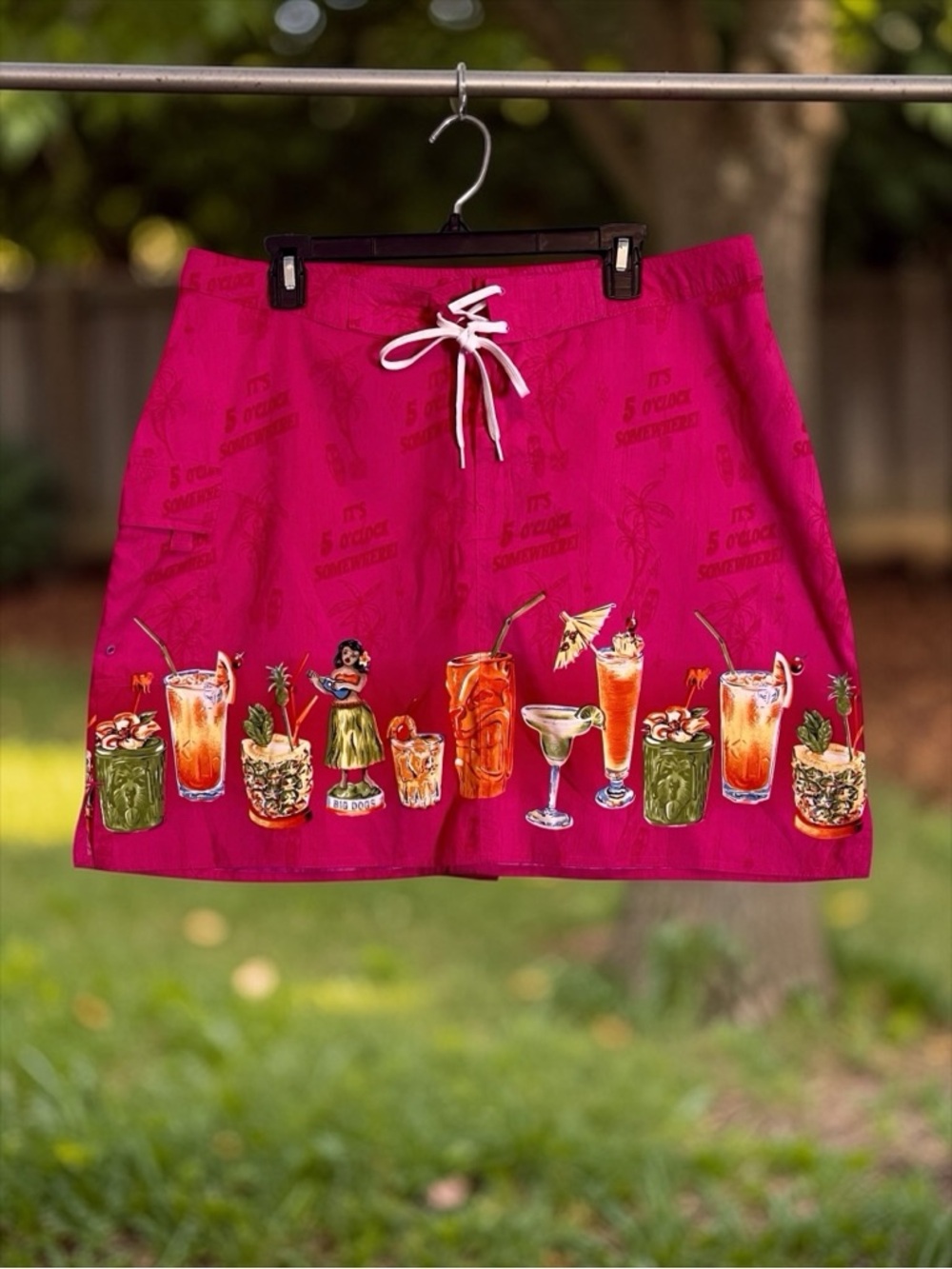 Big Dogs Tiki Cocktail Skirt XL Pink 5 O’Clock Somewhere Beachy Y2K